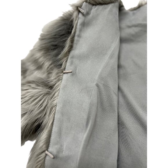 H & M Faux Fur Jacket Gray Coat Lined Womens L - Picture 5 of 13